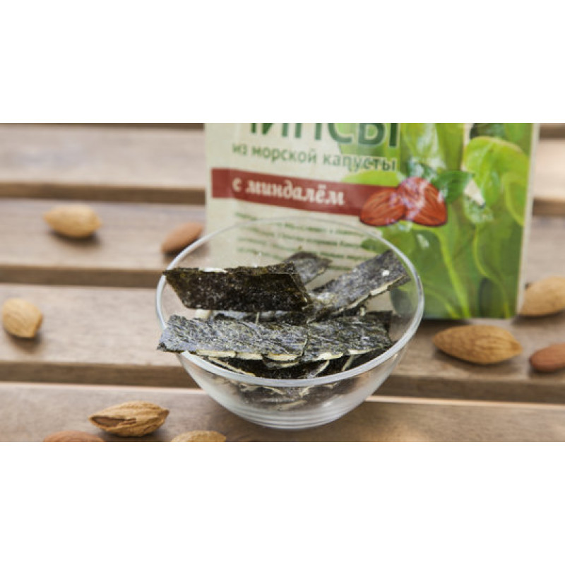 Чипсы из морской капусты с миндалем, 20г