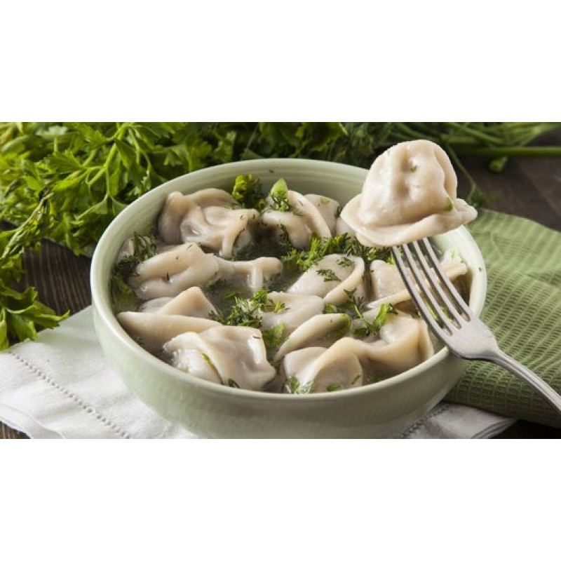 Пельмени с говядиной и зеленью